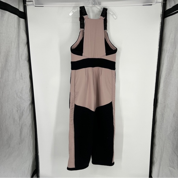 Free People Hit The Slopes Black Purple Sherpa Outdoor Winter Overalls Ski Bib S - Picture 7 of 9